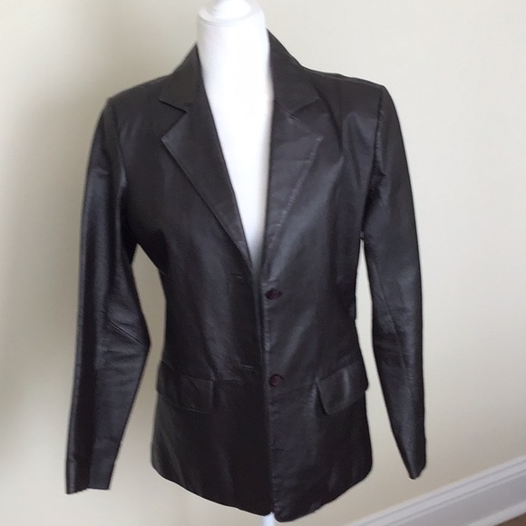 Jackets & Blazers - Chadwick’s brown leather jacket size 4  button closure used great condition